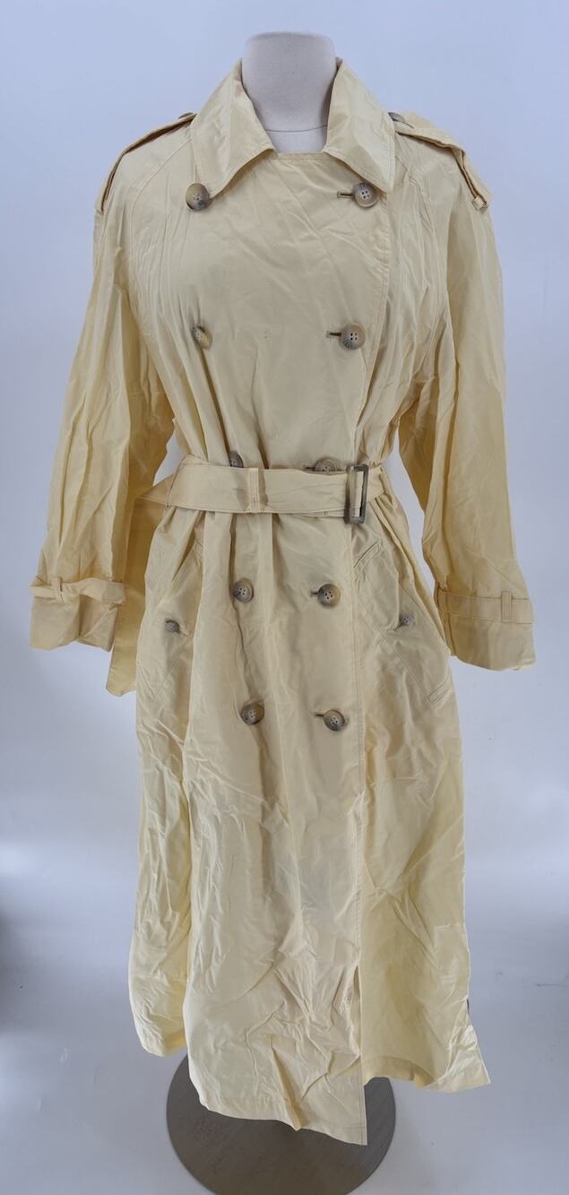 Vintage Burberry Prorsum Collection Trench Rain Coat Womens 8 Butter Yellow Belt